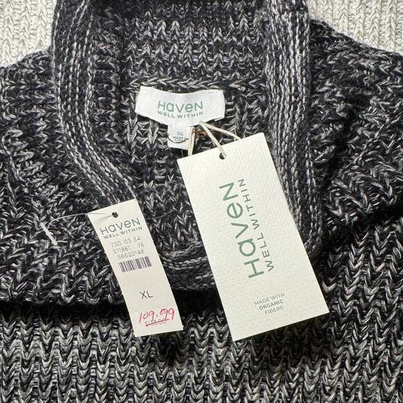 NWT Haven Well Within Black Gray Ombre Space Dye Mock Neck Sweater Women's XL - Picture 3 of 4